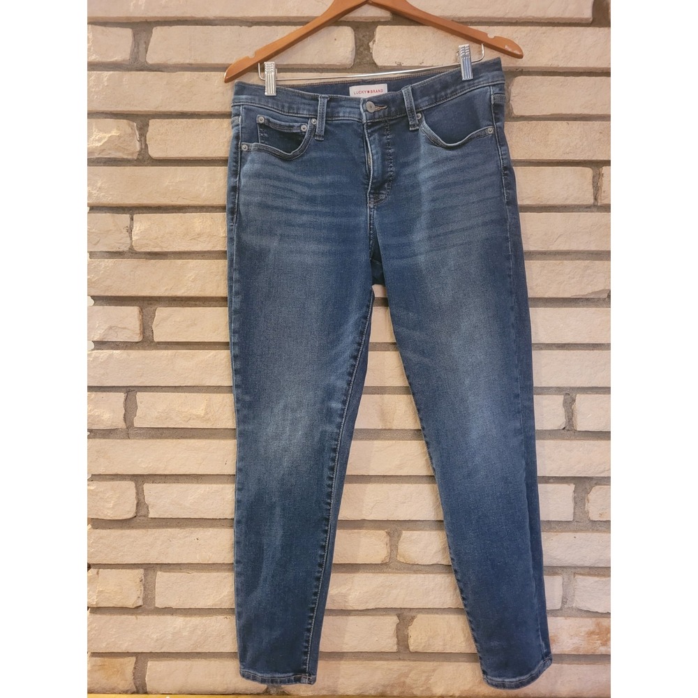 Lucky Brand Women's Medium-Wash Denim Blue Jeans Size 12 "Ava" Mid-rise Skinny